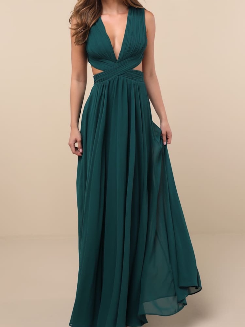Lulus Vivid Imagination Emerald Green Cutout Maxi Dress